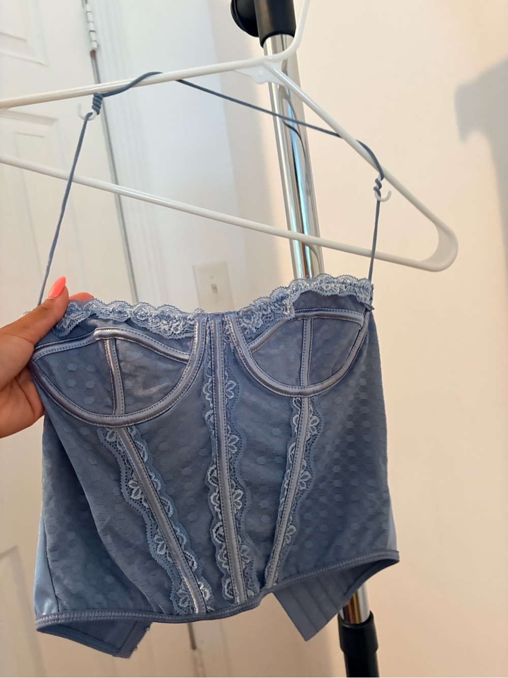 Blue Lace-Trim Bustier Camisole - Women's Intimates